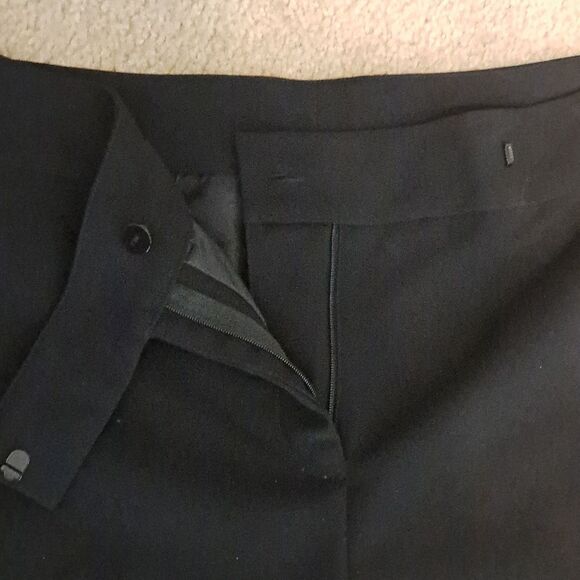 Trousers Women’s Black Wide Leg Front Button Zip Fly Lined Sz 12 Polyester Crepe - Picture 7 of 11